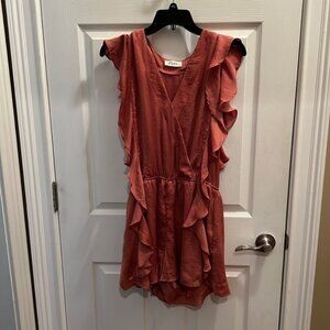 Ladies peach color one piece shorts outfit Medium boutique romper